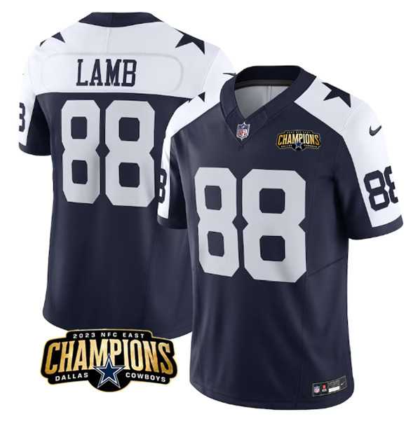 Men & Women & Youth Dallas Cowboys #88 CeeDee Lamb Navy White 2023 F.U.S.E. NFC East Champions Patch Jersey